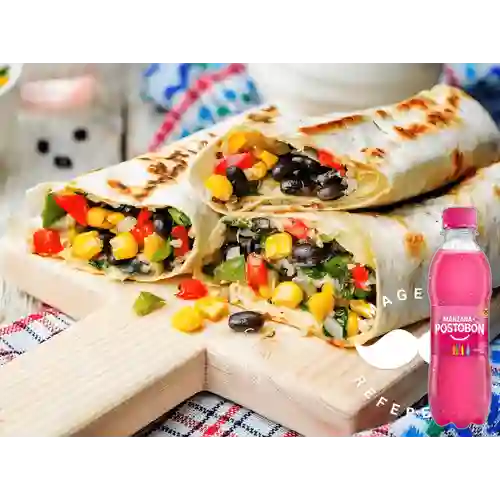 Combo Burro Vegetariano + Postobón Manzana 250 ml