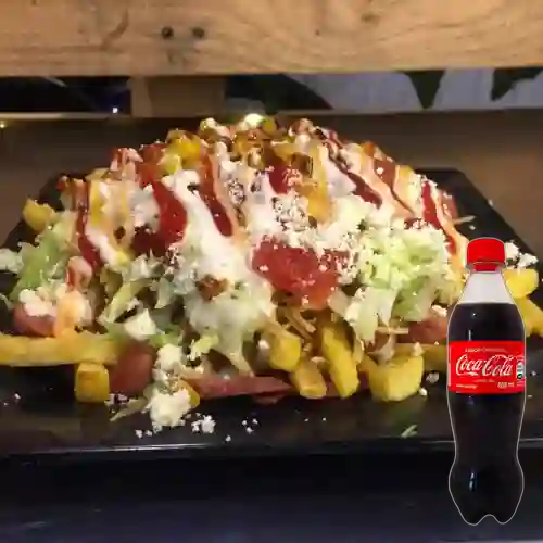 Combo Salchipapa Solo Chorizo + Cocacola 400 ml