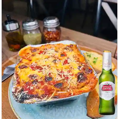 Combo Lasagna Mixta + Cerveza Stella Artois Bot. 330ml