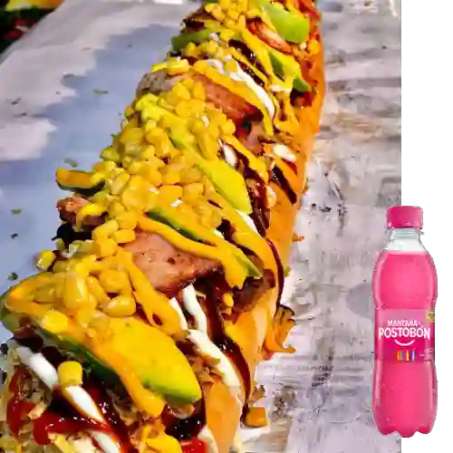 Pepito Súper Burrero de 20Cm +Postobón Manzana 250ml