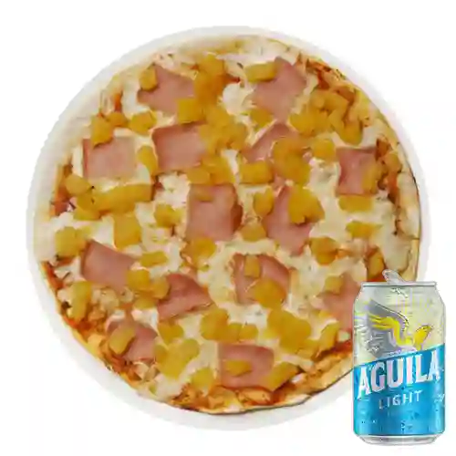 Combo Pizza Hawaiana + Cerveza Aguila Light Lta 330ml