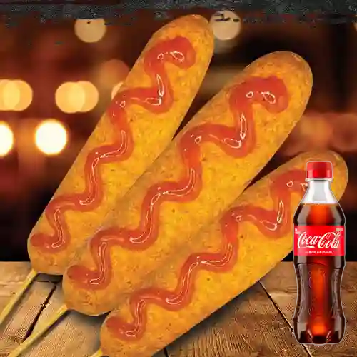 Combo Corn Dogs X 3 Unidades +Cocacola Orig 400ml