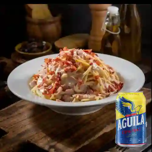 Combo Spaghetti a la Carbonara + Aguila Orig Lta 330ml