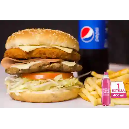 Combo Hamburguesa Doble Mixta +Postobón Manzana 400ml