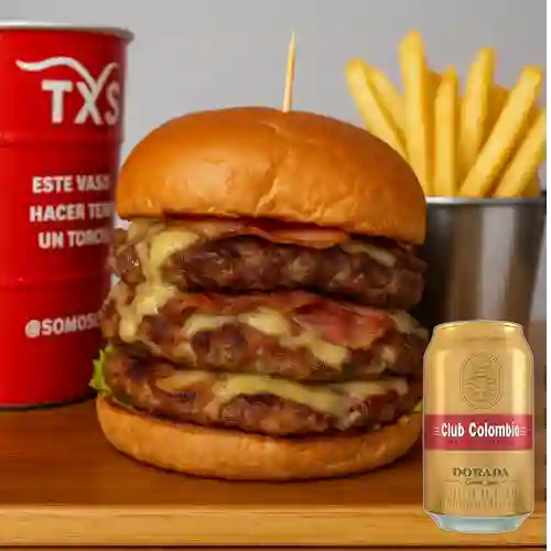 Combo Burger Triple + Club col. Dorada Lta 330ml