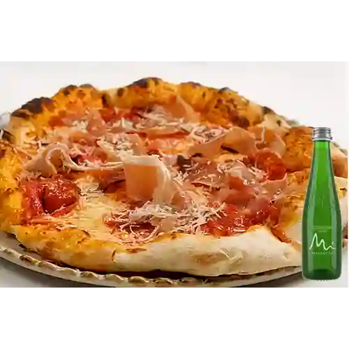 Combo Pizza de Carnes + Manantial con Gas 300 ml