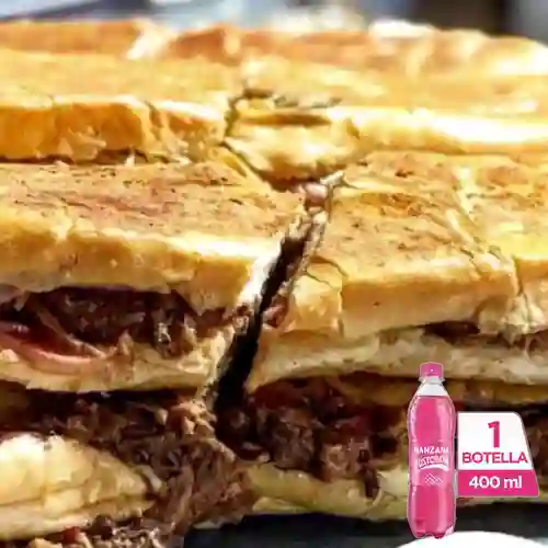 Combo Sándwich Ropa Vieja + Postobón Manzana 400 ml