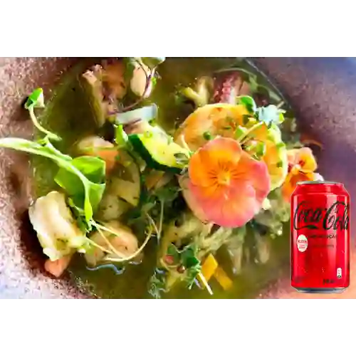 Combo Aguadito de Mariscos +Cocacola S/az 330ML
