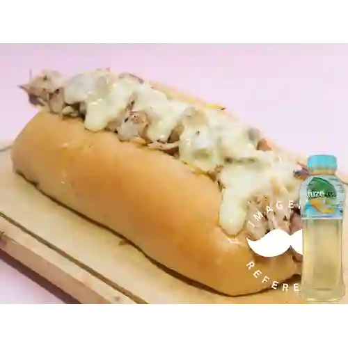 Hot Dog Pollo Caramelo +Fuzetea Mango Manzanilla 400ml