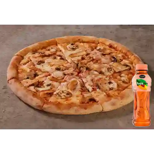 Combo Pizza Pollo&Champiñones +Fuzetea Durazno 400ML
