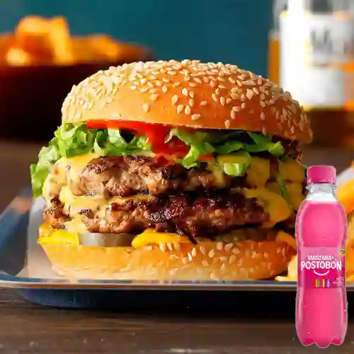 Combo Hamburguesa Doble Carne +Postobón Manzana 250ml
