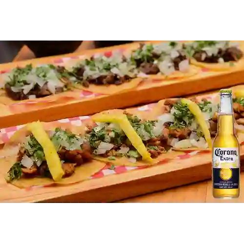Combo Tacos de Pastor + Corona 355ml Botella