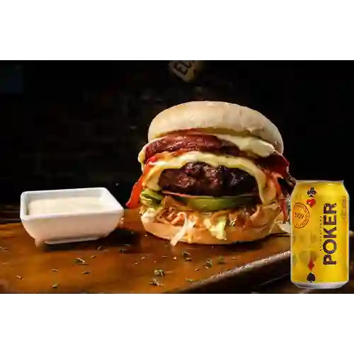 Combo Hamburguesa la Mix + Cerveza Poker Lta 330ml