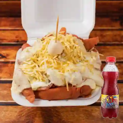 Combo Salchi Queso Personal + Hit Mora 500 ml
