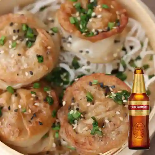 Combo Gyosas + Cerveza Club Colombia Dorada Bot. 330ml