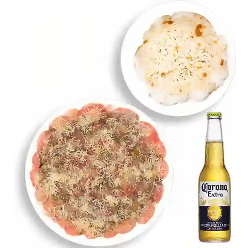 Combo Carpaccio de Res + Cerveza Corona Bot. 355ml