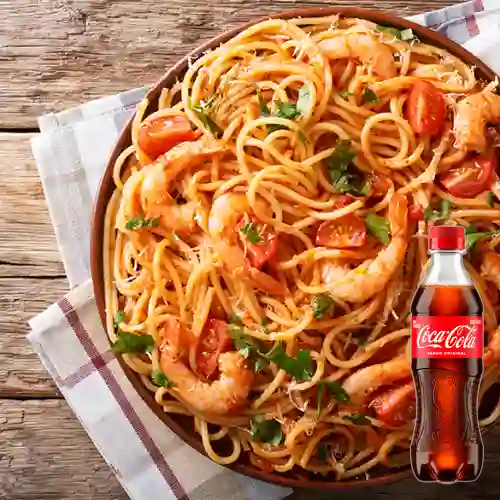 Combo Pasta c/ Camarones Wok +Cocacola Orig 400ml