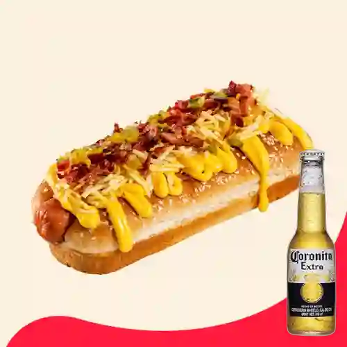Combo Perro Queso-Tocineta + Cerveza Coronita 210 Cc