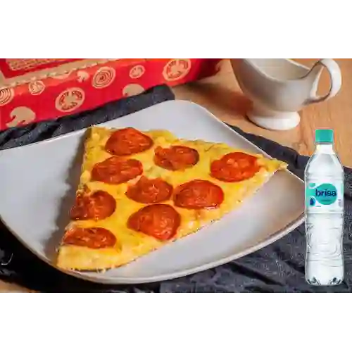 Combo Pepperoni Porción + Brisa Sin Gas 600ML