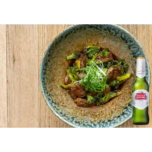 Combo Stir Fried Mongolian Beef + Stella Artois Bot. 330ml