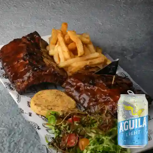 Combo Costillas Rack Bbq Orig +Aguila Light 355ml