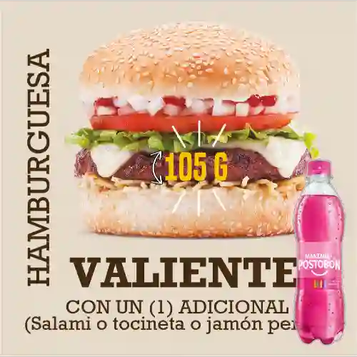 Hamburguesa Valiente 105 G +Manzana Postobón 400ml