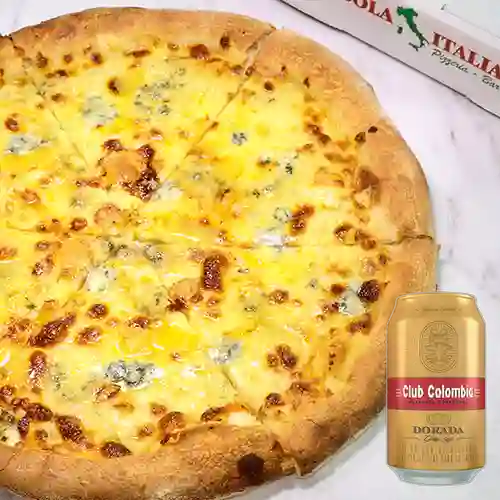 Combo Pizza Quattro Formaggi + Club Col. Dorada 330ml