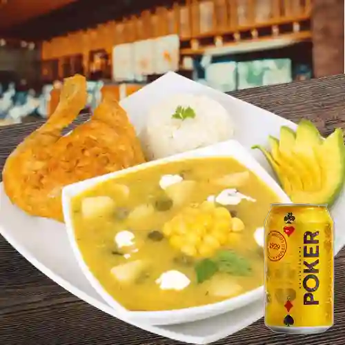 Combo Ajiaco con Pollo + Cerveza Poker Lta 330ml