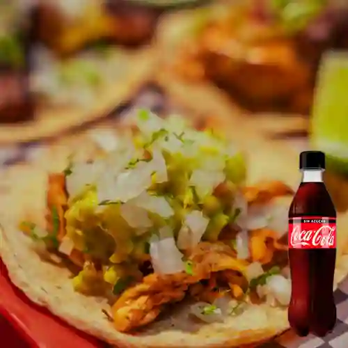 Combo Taco de Tinga de Pollo +Cocacola S/az 350ml