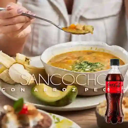 Combo Sancocho de Gallina Ahumado +cocacola S/az