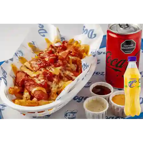 Salchipapa brava + quatro original 400ml