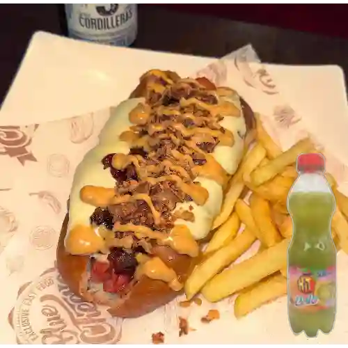 Combo Perro Bull Dog + Jugo Hit Lulo 500 ml