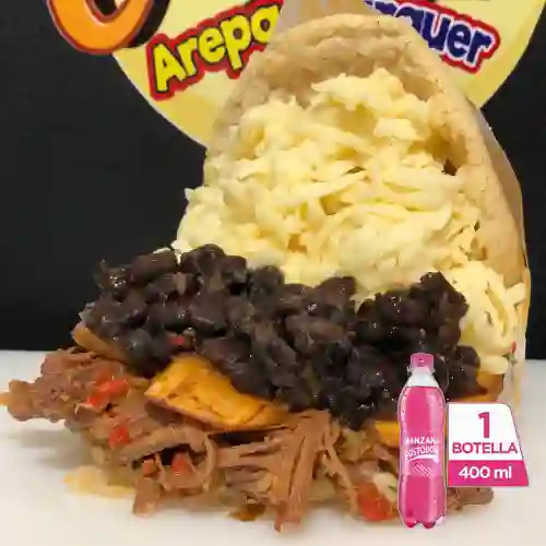 Combo Arepa de Pabellón + Postobón Manzana 400 ml