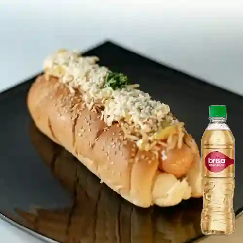 Combo Perro Suizo + Agua Brisa Sabor a Manzana 600 ml