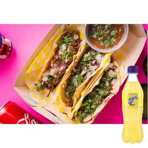 Combo Tacos de Quesabirria X3 + Gaseosa Cuatro