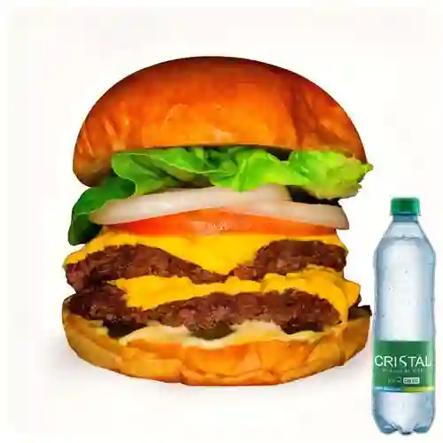 Combo Hamburguesa Doble + Cristal con Gas 600 ml