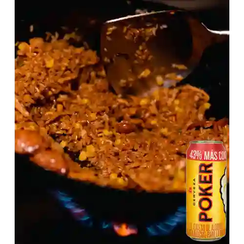 Combo Arroz Pekín Americano + Papas + Bebida + Poker 330ml