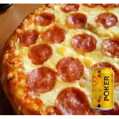 Combo Pizza Pepperoni + Cerveza Poker Lta 330ml