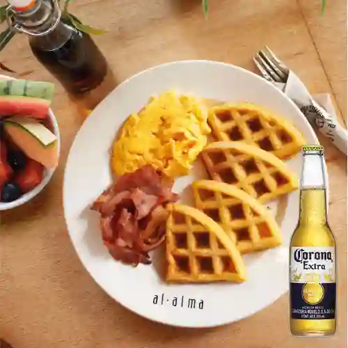 Combo Waffles Huevos&Panceta + Corona Bot. 355ml