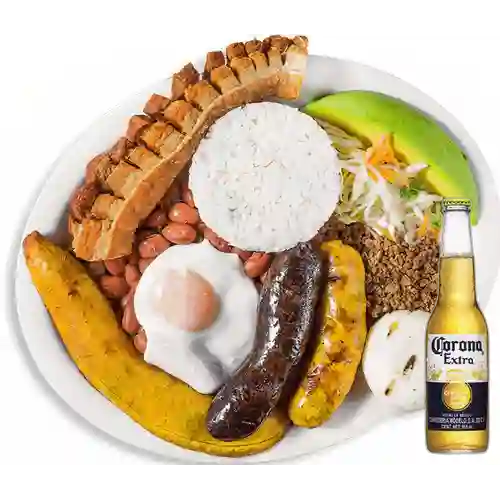 Combo Bandeja Paisa + Cerveza Corona Bot. 355ml