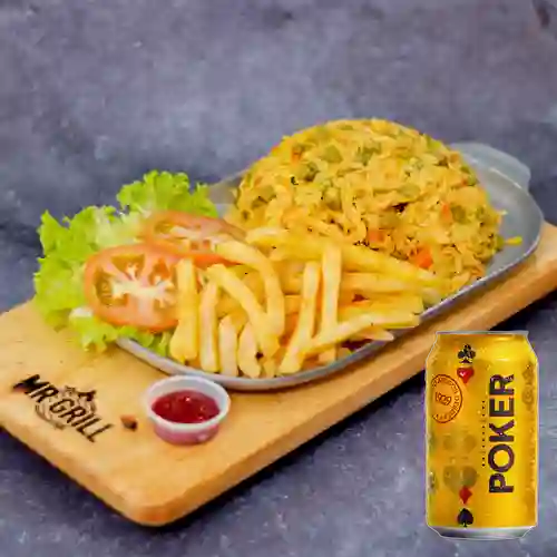 Combo Arroz con Pollo + Poker 355 ml