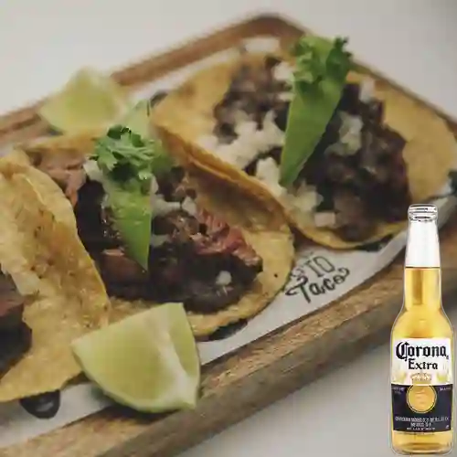 Combo Taco Arrachera + Corona 350 ml