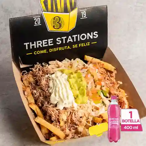 Combo Three Stations + Postobón Manzana 400 ml