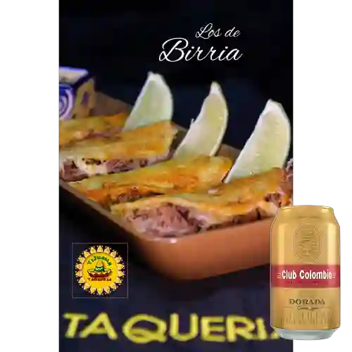 Combo Tacos de Birria + Club col. Dorada Lta 330ml