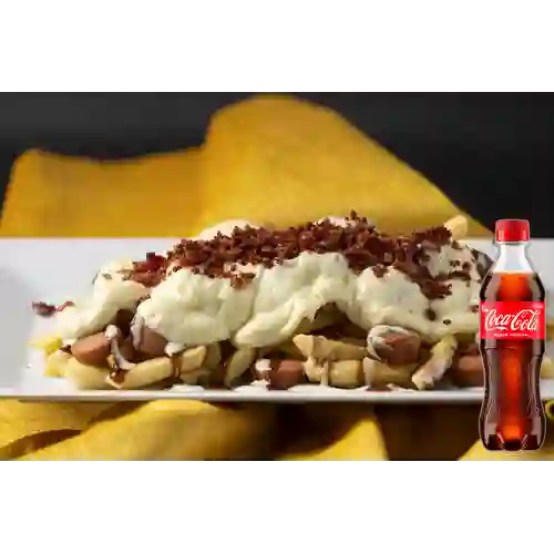 Salchipapa Gratinada c/ Tocineta +Cocacola Org 400ml