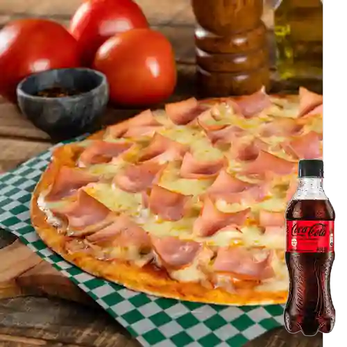 Combo Pizza Jamón Queso + Coca Cola Sin Azúcar 400 ml