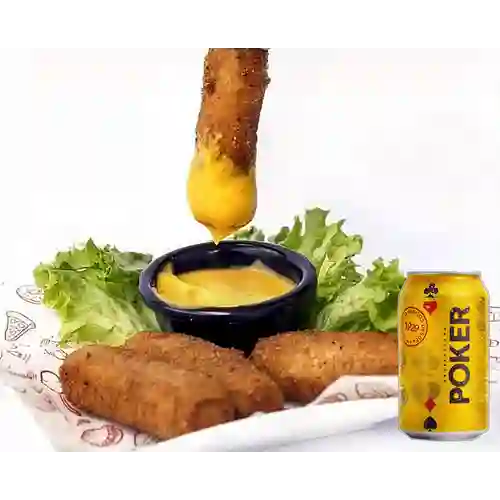 Combo Dedos Mozzarella + Cerveza Poker Lta 330ml