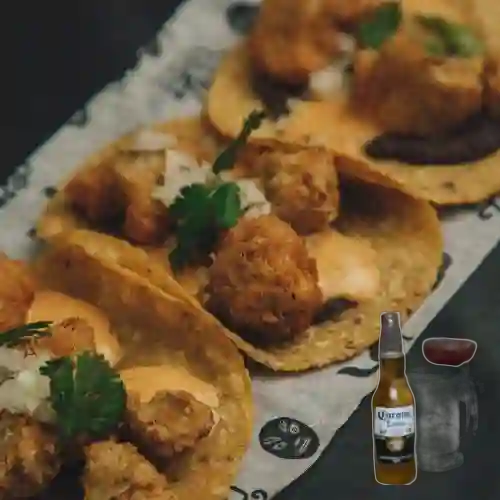 Combo Tacos Coliflor + Chela que Te Cagas