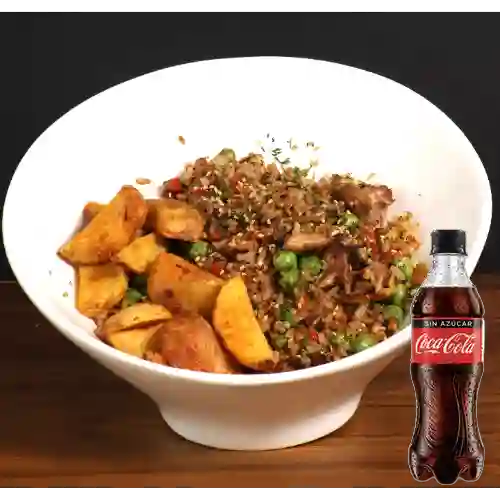 Combo Arroz Chaufa Pollo Cerdo + Coca Cola Zero 400 ml