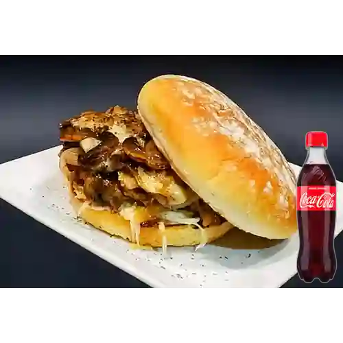 Hamburguesa Champiñones Griega +CocaCola Org 400ml